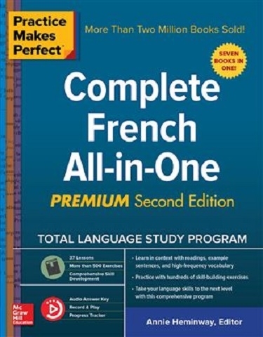 کتاب زبان فرانسه پرکتیس میکس پرفکت Practice Makes Perfect: Complete French All-in-One, Premium 2nd